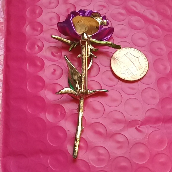 💗Gorgeous!/ PURPLE ROSE BROOCH 🌹💕 - Picture 4 of 7